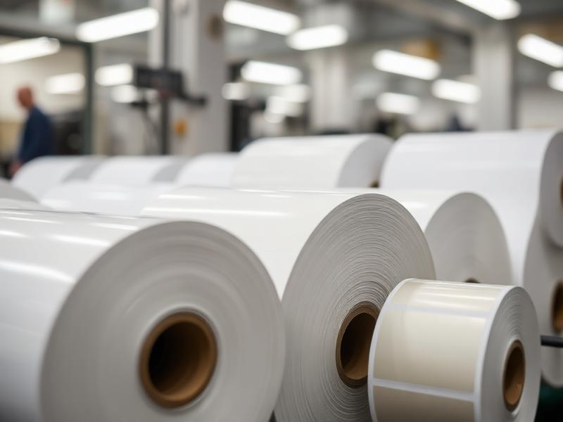 Bulk direct thermal label rolls for logistics and shipping barcodes, premium heat-sensitive paper from China manufacturing hub.