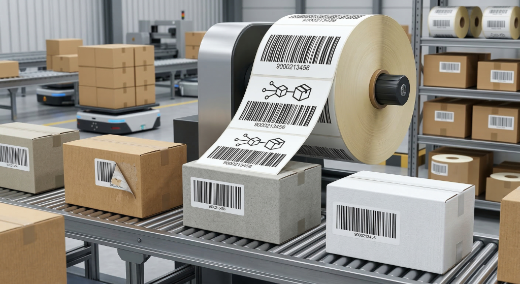 High-volume thermal labels for logistics by Jumelage self-adhesive material manufacturer
